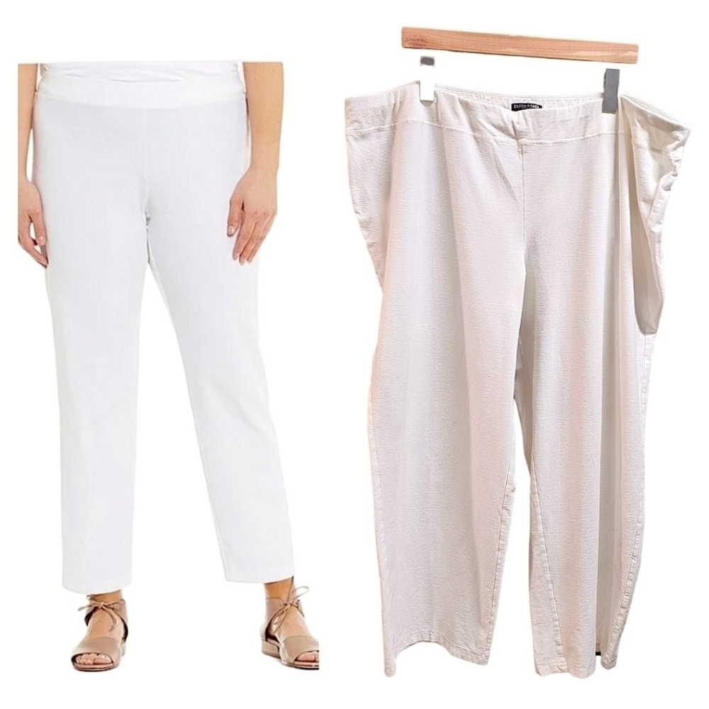 Eileen Fisher Woman Viscose White Pull On Comfort Pants Size 3X Minimalist